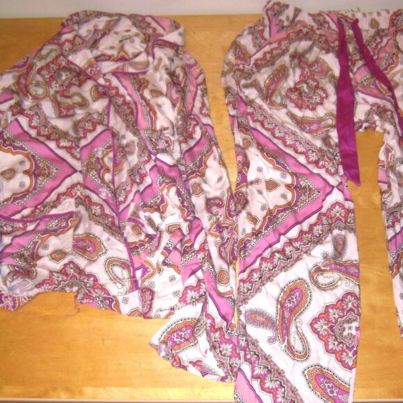Peter Alexander Adult Pajama Set Long Sleeve Paisley Small top/xs bottoms PINK - Picture 2 of 4